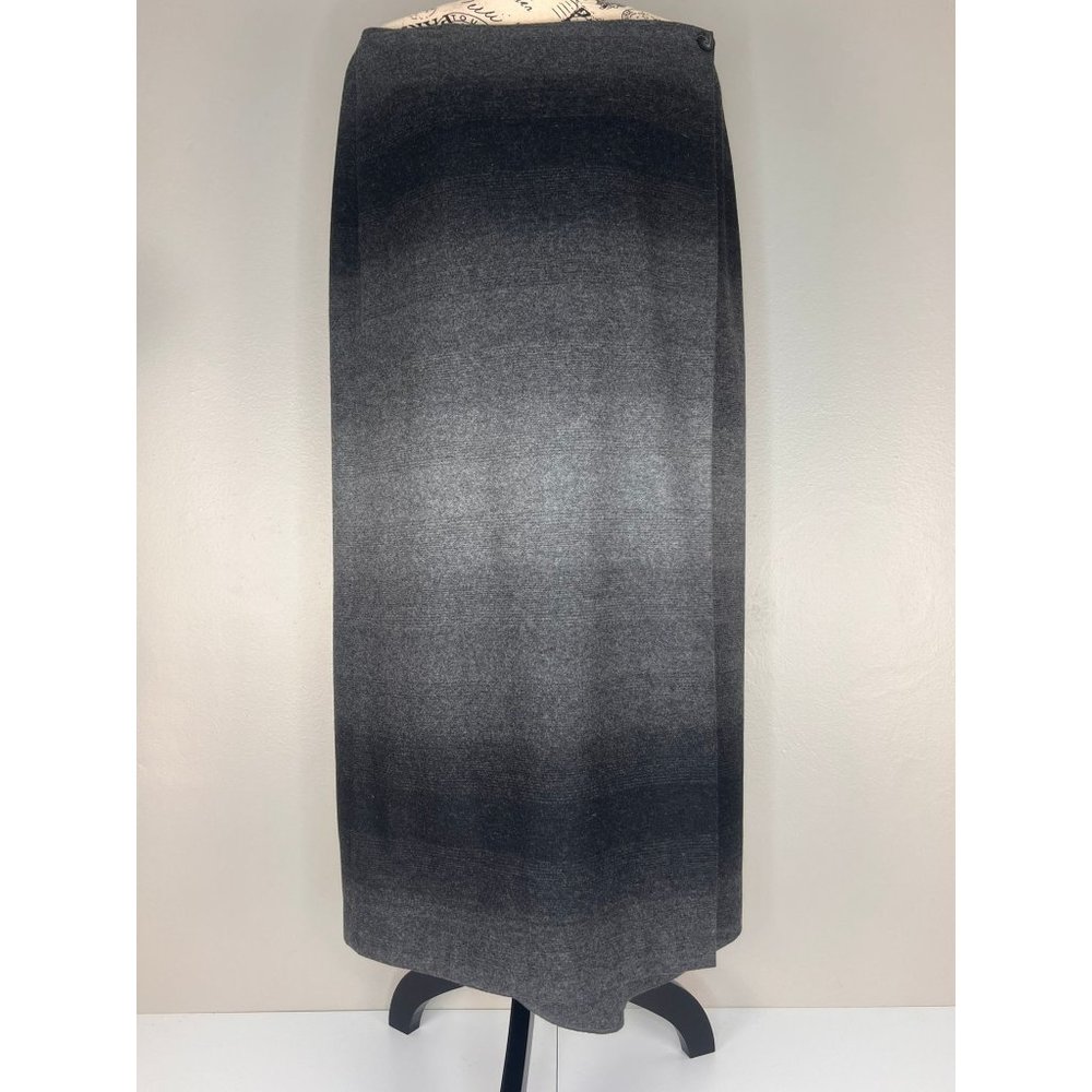 Liz Claiborne Lizsport Vintage Women's Gray Ombre Fully Lined Wool Wrap Skirt 14